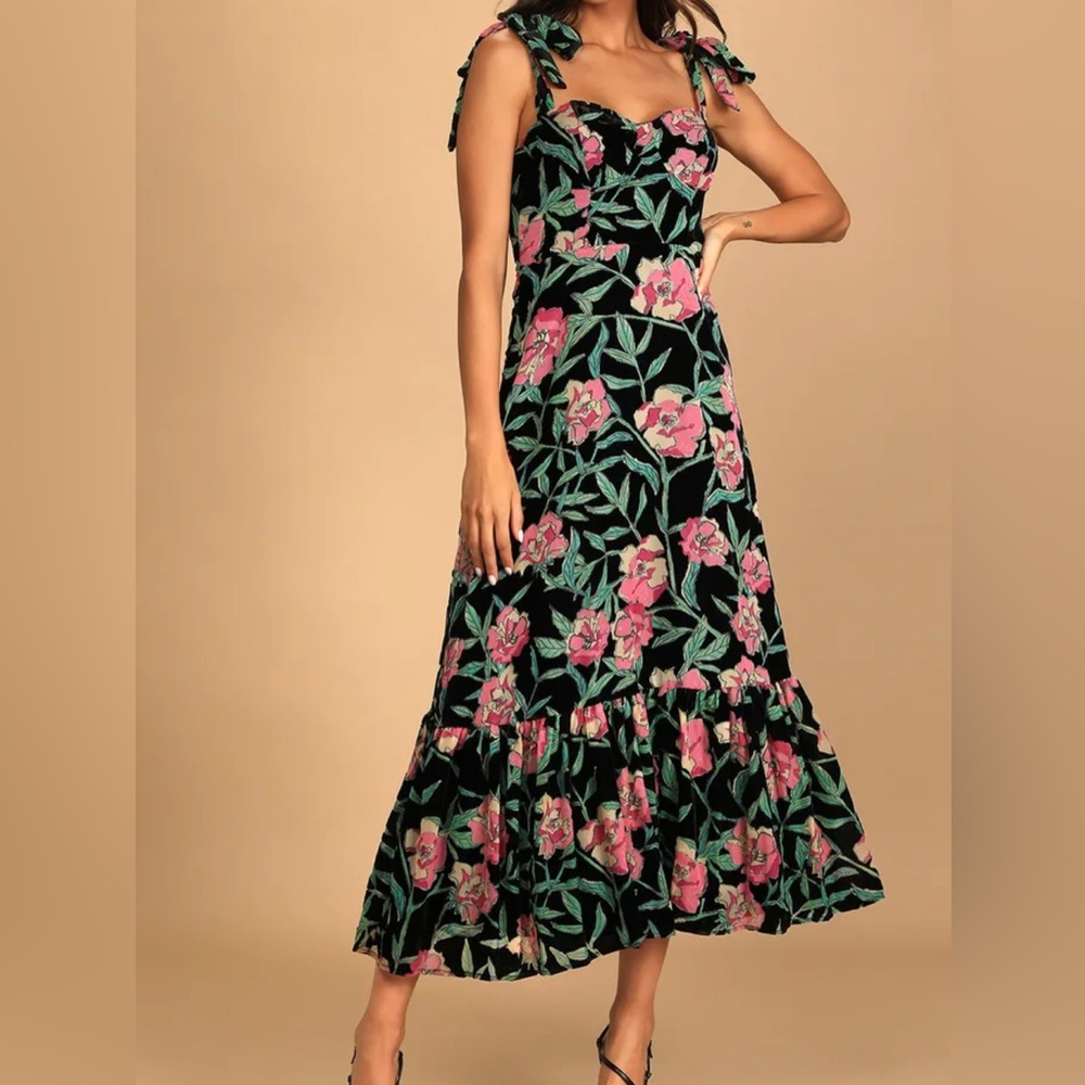 Velvet floral maxi dress